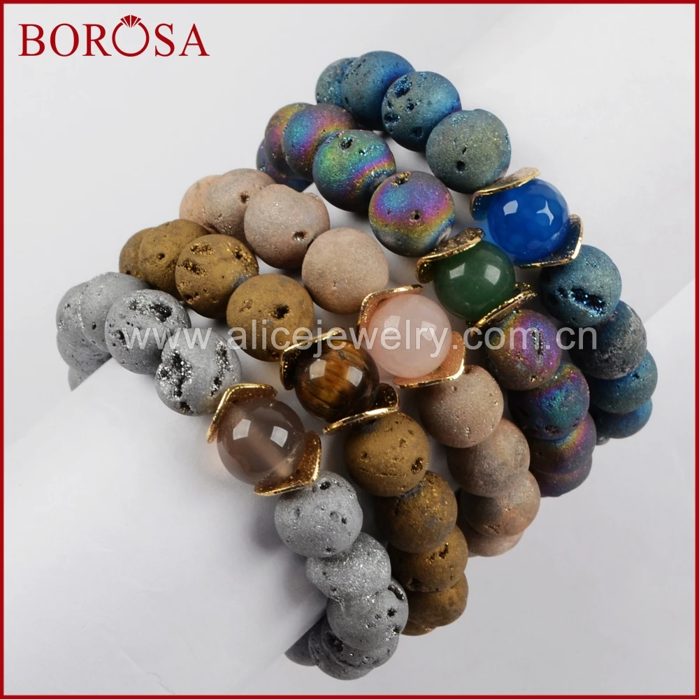 Кварцевые браслеты BOROSA Sun Flower золотой белый Солнечный кварцевый браслет с