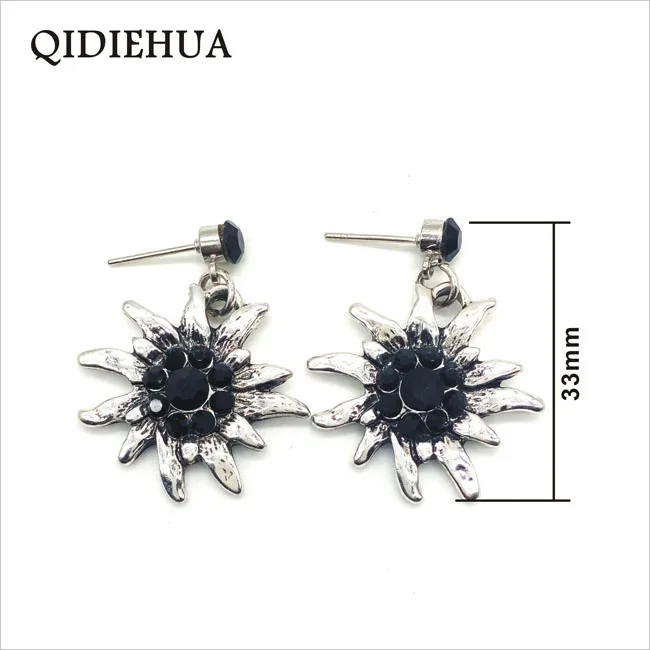 Bavaria Antique Silver Earrings Fashion Edelweiss Statement Drop Earrings for Women Black Crystal Big Flower Dangle Earrings
Bavaria Antique Silver Earrings Fashion Edelweiss Statement Drop Earrings for Women Black Crystal Big Flower Dangle Earrings