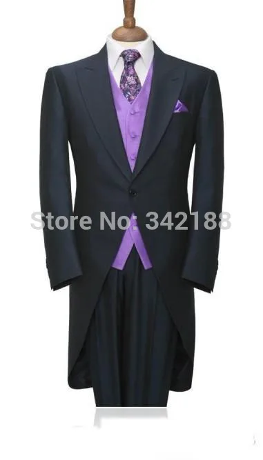 

Morning Style Slim Fit Groom Tuxedos Black Best man Peak Lapel Groomsman Men Wedding Suits Bridegroom (Jacket+Pants+Tie+Vest)wed
