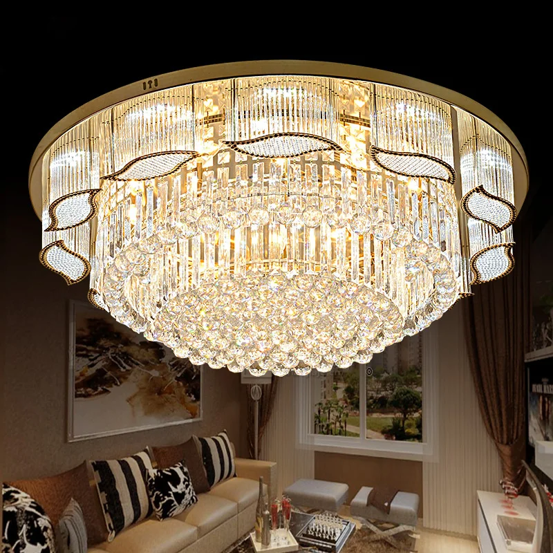 

Новая Роскошная золотая круглая Потолочная люстра с кристаллами для гостиной, светильник для спальни, атмосферные лампы с теплым светом