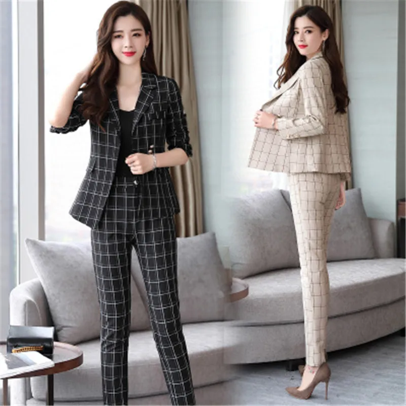Autumn 2 piece set women Fashion costumes Two piece set elegant women suit Korean lattice two piece set trousers and top B4166
Autumn 2 piece set women Fashion costumes Two piece set elegant women suit Korean lattice two piece set trousers and top B4166