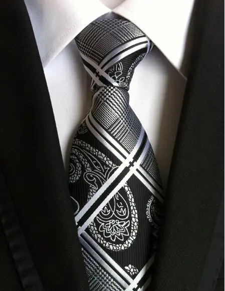 Free Shipping Paisley Geometric Black White 100% Silk New Jacquard Woven Necktie Wedding Classic Mens Tie
Free Shipping Paisley Geometric Black White 100% Silk New Jacquard Woven Necktie Wedding Classic Mens Tie