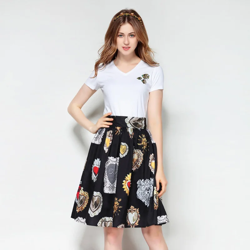 High Street Стиль летняя юбка Высокая Талия модные женские туфли для подиума