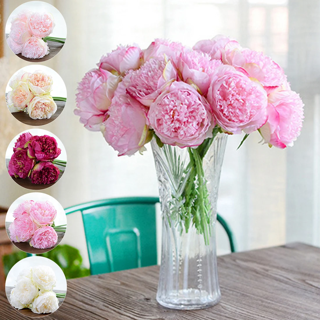 5 Heads Fake Silk Peony European Artificial Flower Bridal Bouquet Christmas Wedding Party Home Decorative
5 Heads Fake Silk Peony European Artificial Flower Bridal Bouquet Christmas Wedding Party Home Decorative