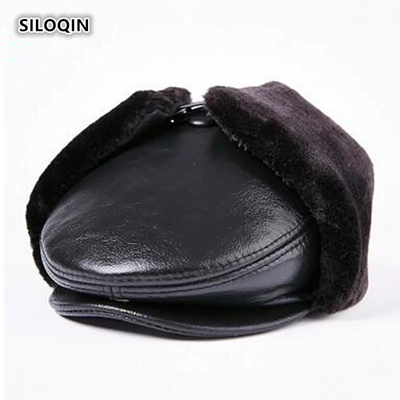 SILOQIN Autumn Winter Genuine Leather Hat Men's Velvet Warm Bomber Hats With Earmuffs New Cowhide Leather Solid Color Tongue Cap
SILOQIN Autumn Winter Genuine Leather Hat Men's Velvet Warm Bomber Hats With Earmuffs New Cowhide Leather Solid Color Tongue Cap