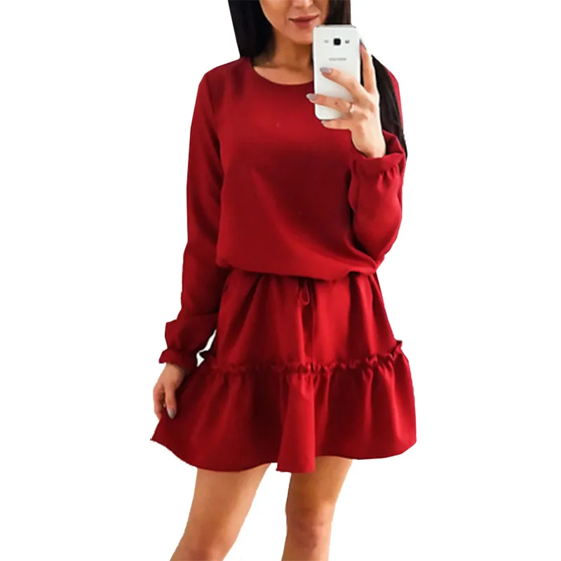 Bambooboy Women's vintage O neck long sleeve casual autumn Ruffle elastic waist sexy dress new year vestido FC193
Bambooboy Women's vintage O neck long sleeve casual autumn Ruffle elastic waist sexy dress new year vestido FC193