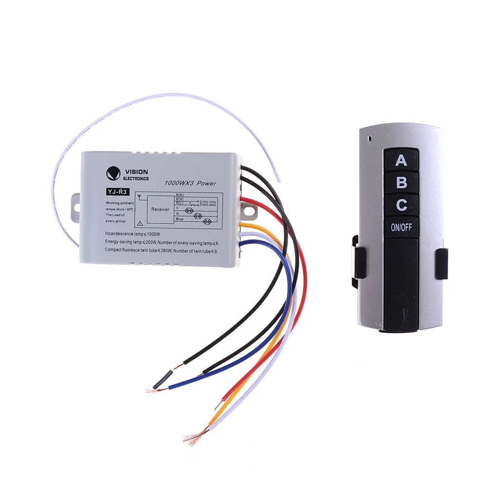 3 Ways ON/OFF AC 220V 3000W Wireless Receiver Lamp Light Remote Control Switch For Lamp & Light
3 Ways ON/OFF AC 220V 3000W Wireless Receiver Lamp Light Remote Control Switch For Lamp & Light
