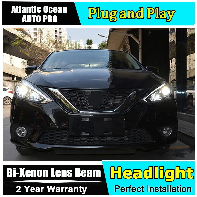 Автозапчасти светодиодный льная светодиодная фара для Nissan Sylphy Sentra 2015 drl H7 hid