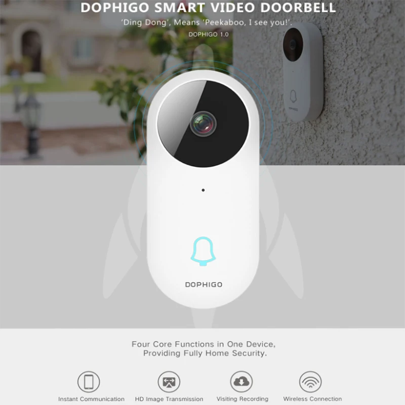 DOPHIGO умный Wifi дверной звонок беспроводной безопасности визуальная запись