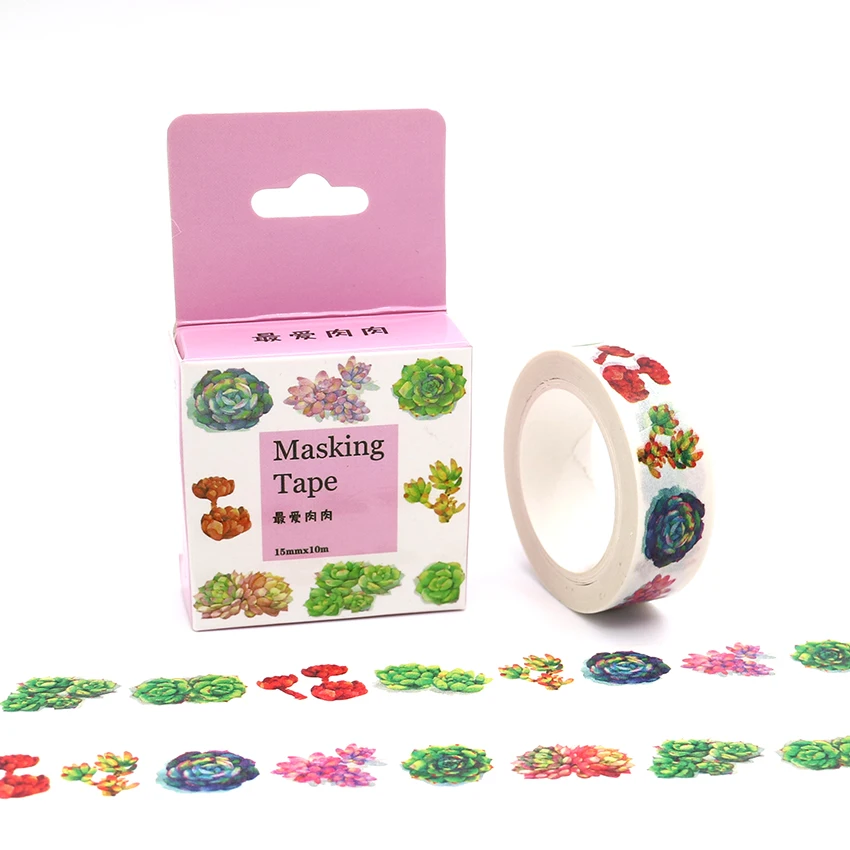 15mm*10m Box Package Succulent Plants Washi Tape Adhesive Stickers Pattern Masking Tape Cheap Price Decorative Tape
15mm*10m Box Package Succulent Plants Washi Tape Adhesive Stickers Pattern Masking Tape Cheap Price Decorative Tape