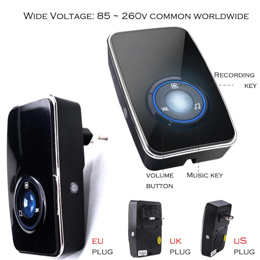 SMATRUL Wireless DoorBell UK EU US Plug Self Powered Night Light Sensor Waterproof No Battery Home Door Bell 1 Button 2 Receiver
SMATRUL Wireless DoorBell UK EU US Plug Self Powered Night Light Sensor Waterproof No Battery Home Door Bell 1 Button 2 Receiver