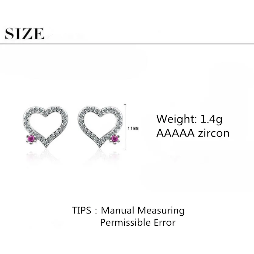 New Simple Exquisite Sweet Heart Zircon Stud Earrings For Women Trend Creative 925 Sterling Silver Party Gifts Jewelry SAE306
New Simple Exquisite Sweet Heart Zircon Stud Earrings For Women Trend Creative 925 Sterling Silver Party Gifts Jewelry SAE306