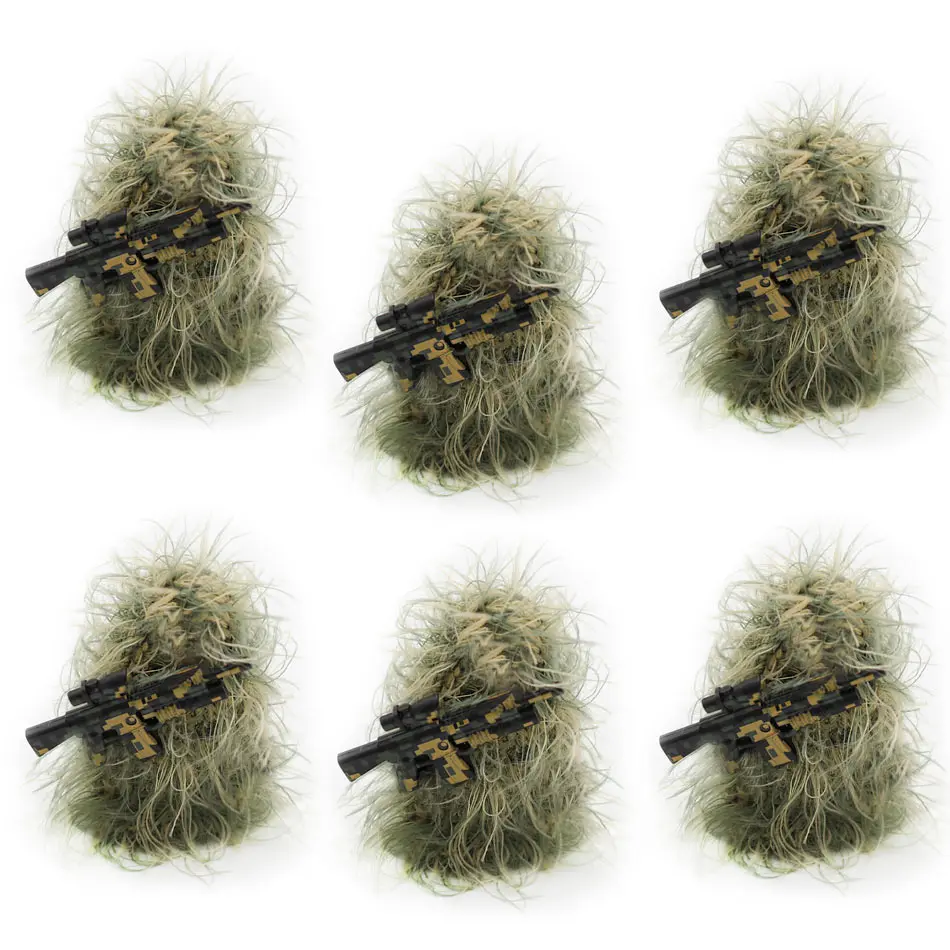 6PCS Wool Ghillie Suit Weapon Parts For Camouflage Sniper Figures Compatible Army World War 2 Soviet Soldier Blocks Toys
6PCS Wool Ghillie Suit Weapon Parts For Camouflage Sniper Figures Compatible Army World War 2 Soviet Soldier Blocks Toys