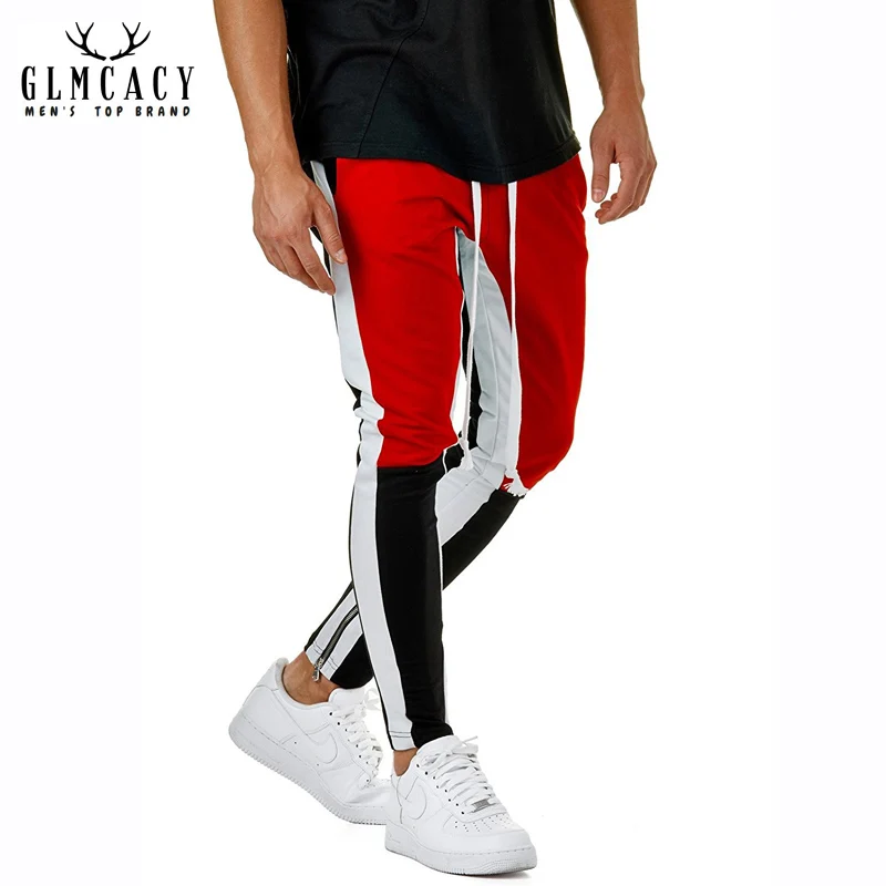 Для мужчин хип хоп Тощий сращены Street Wear лодыжки брюки упругие талии шнурок