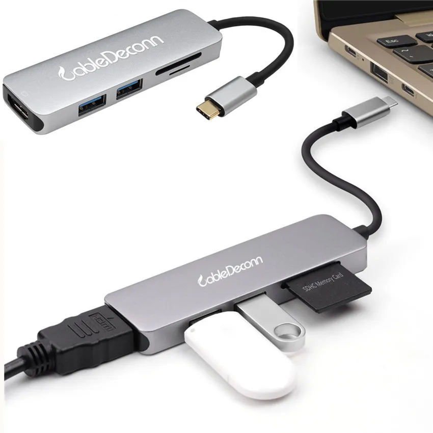 Кабель Thunderbolt 3 Type C с разъемом HDMI USB 0 устройство для чтения sd карт 5 в 1 адаптер