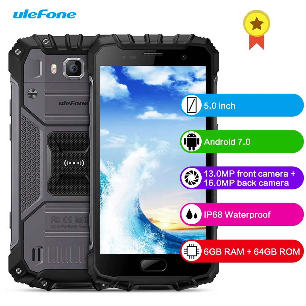 Ulefone Armor 2 4G Смартфон Android 7 0 5 дюймов Восьмиядерный 6 ГГц IP68 Водонепроницаемый NFC 16.0MP