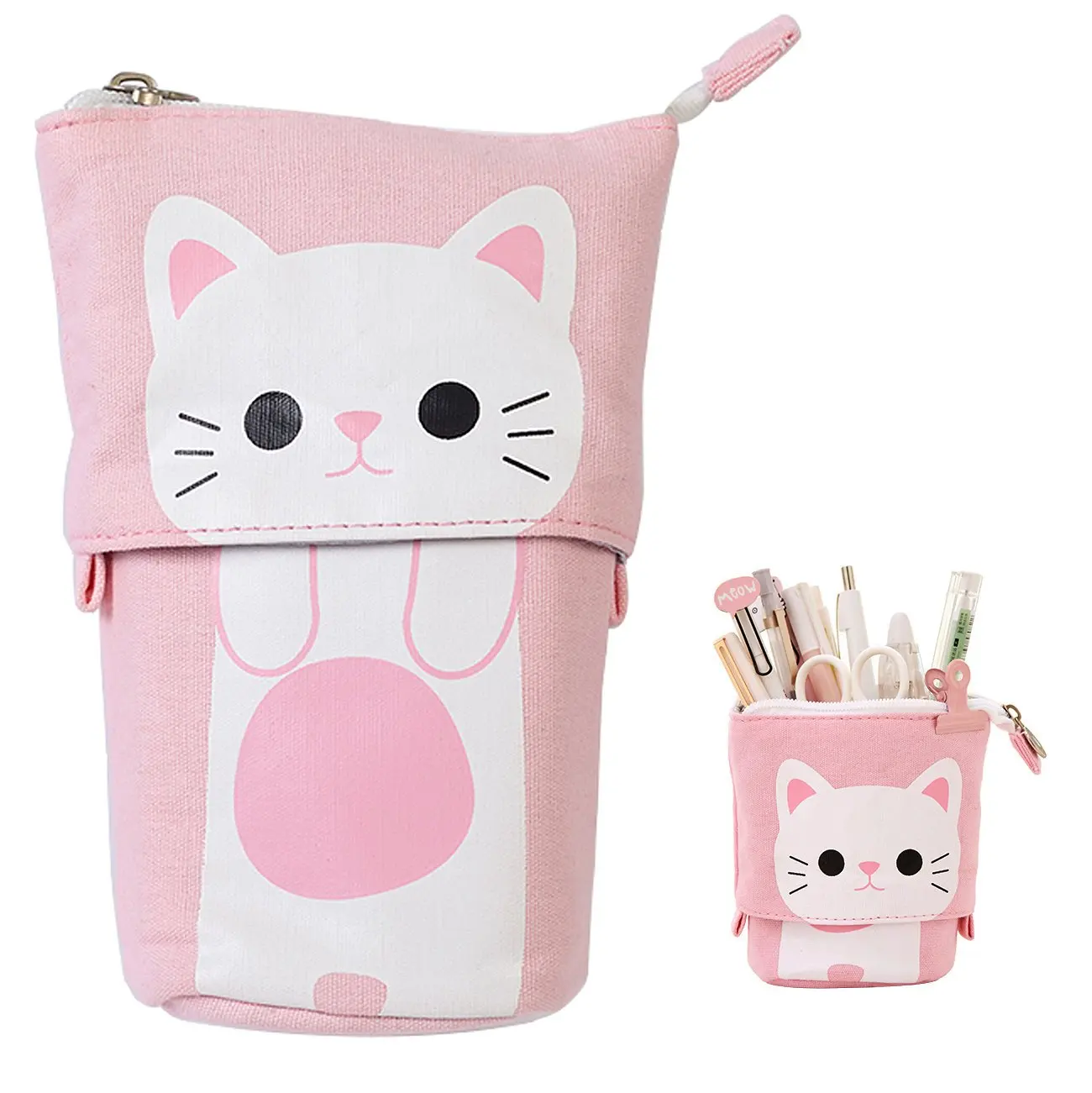 Pencil Case Holder Canvas+PU Cartoon Cute Cat Telescopic Pouch Bag Stationery Box with Zipper Closure
Pencil Case Holder Canvas+PU Cartoon Cute Cat Telescopic Pouch Bag Stationery Box with Zipper Closure