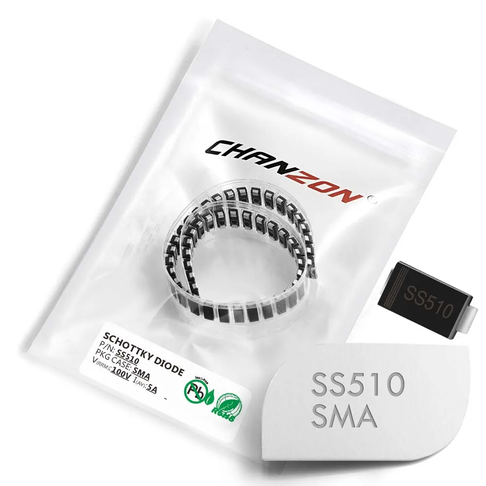 (50 Pcs) SS510 SMD Schottky Barrier Rectifier Diodes 5A 100V SMA (DO-214AC) 5 Amp 100 Volt
(50 Pcs) SS510 SMD Schottky Barrier Rectifier Diodes 5A 100V SMA (DO-214AC) 5 Amp 100 Volt