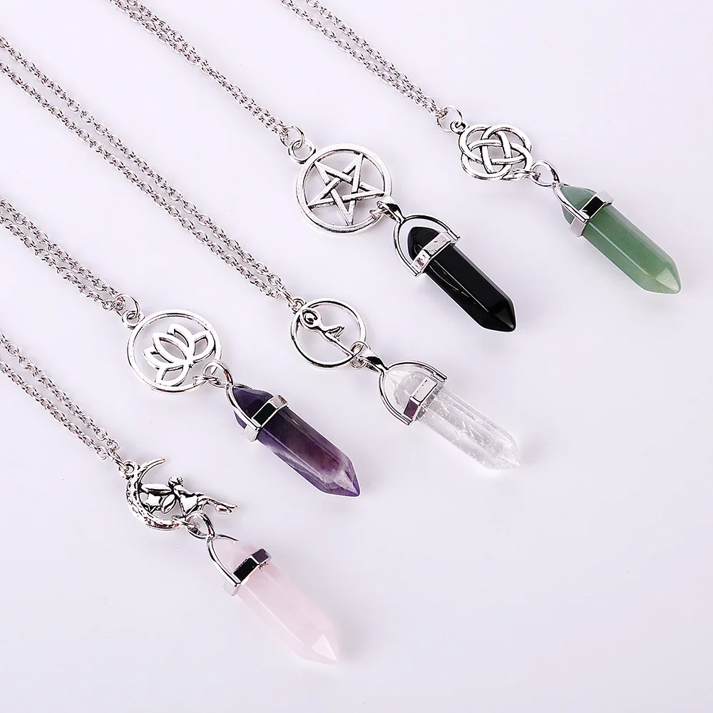 Hexagonal Column Natural Crystal little fairy Bullet pendentif amethyste Stone Pendant Leather Chains Necklace For Women
Hexagonal Column Natural Crystal little fairy Bullet pendentif amethyste Stone Pendant Leather Chains Necklace For Women