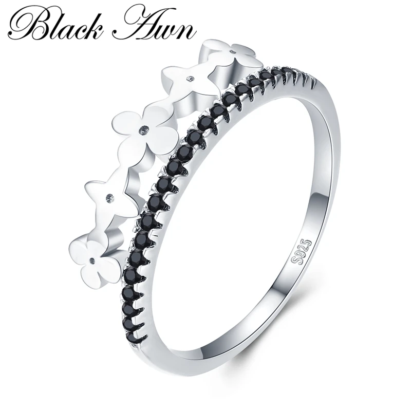 Женское кольцо из серебра 2018 пробы с черной шпинелью | Украшения и аксессуары