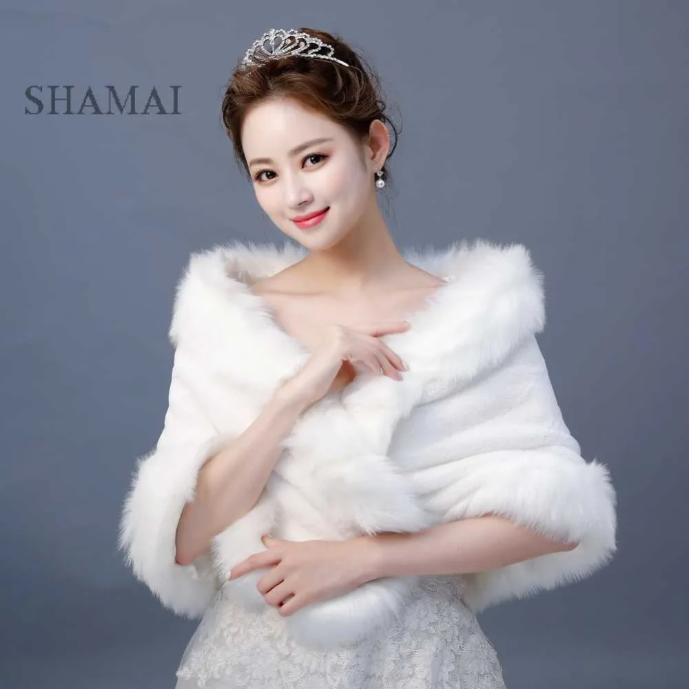 SHAMAI Hot Faux Fur Winter Bridal Wraps Warm Fur Boleros Bridal Cape Evening Coat High Quality Wedding Jacket bridesmaids wrap
SHAMAI Hot Faux Fur Winter Bridal Wraps Warm Fur Boleros Bridal Cape Evening Coat High Quality Wedding Jacket bridesmaids wrap