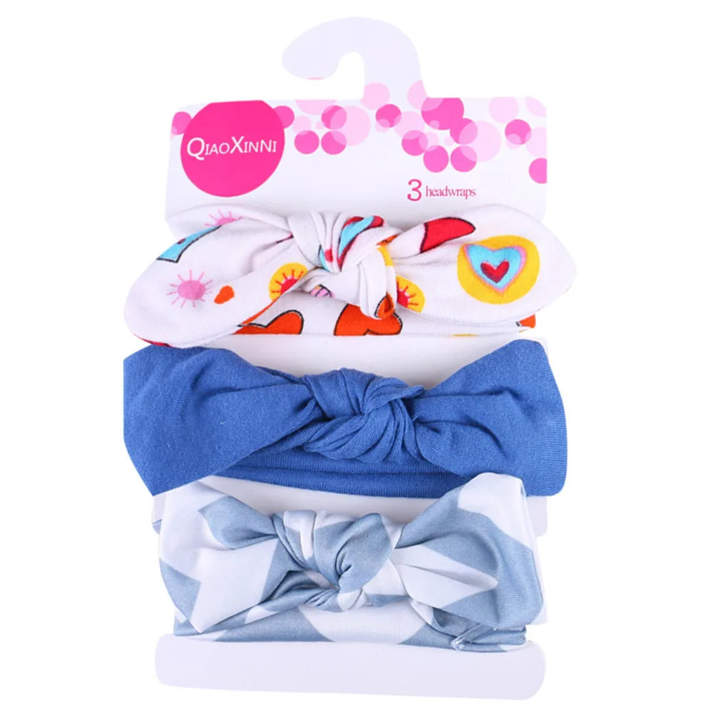 3Pcs Kids Floral Headband Girls Baby Elastic Bowknot Accessories Hairband Set birthday gift # dropshipping