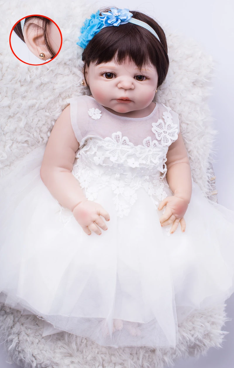 22" Full Silicone Bebe Reborn Girl Lifelike 55cm Vinyl Newborn Baby Toddler Doll Stud Earrings White Princess Dresses Waterproof
22" Full Silicone Bebe Reborn Girl Lifelike 55cm Vinyl Newborn Baby Toddler Doll Stud Earrings White Princess Dresses Waterproof