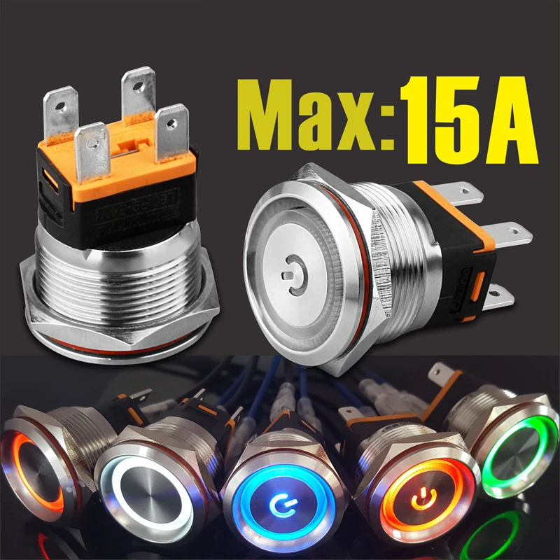 Водонепроницаемый металлический кнопочный переключатель из светильник стали, 22 мм, 15 А
Водонепроницаемый металлический кнопочный переключатель из светильник стали, 22 мм, 15 А