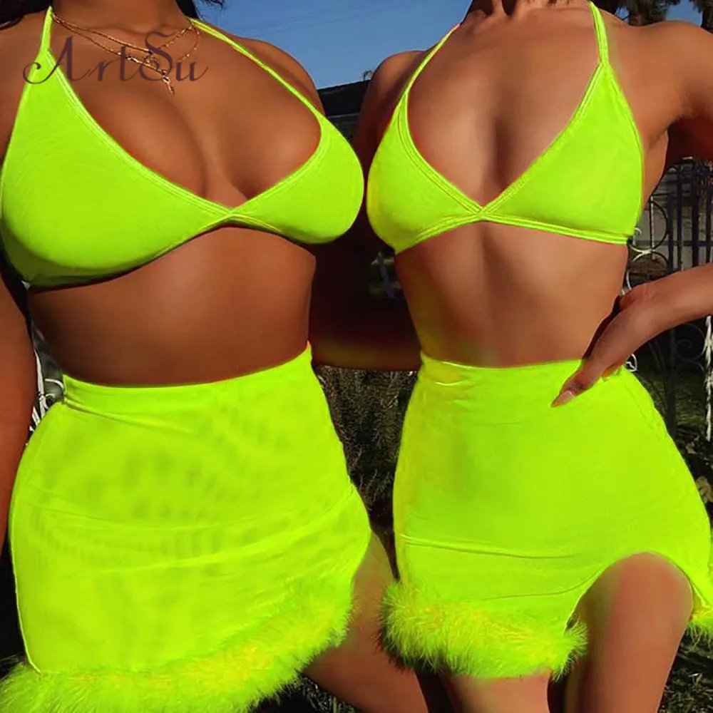 Artsu 2 Piece Skirt Set Women Sexy Two Pieces Dress Beach Summer Outfits Mujer Bra & Matching Sets ASSU60056 | Женская одежда