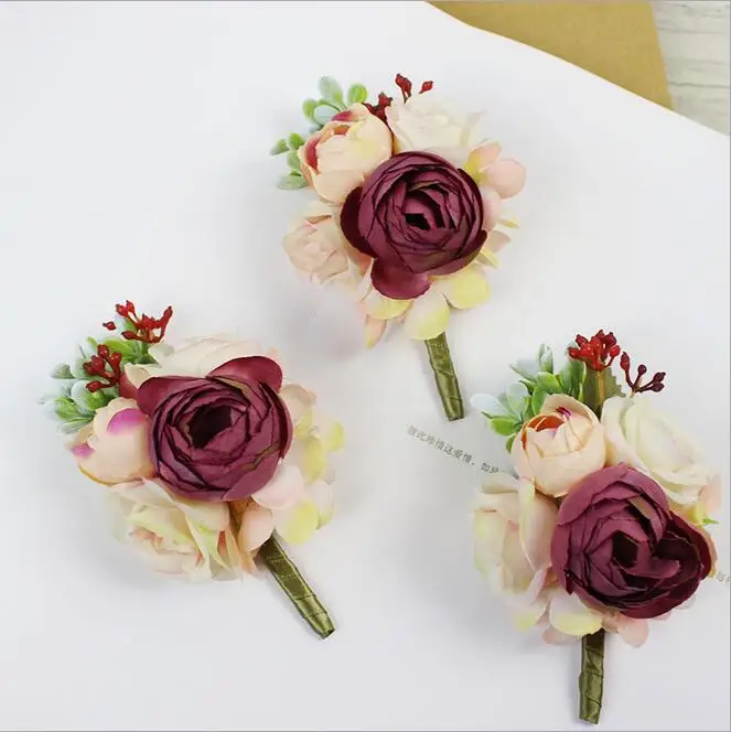 DIY 10pcs artificial wine red rose corsage Groom Boutonniere brooch women corsage flower bridal Flowers Wedding party flower
DIY 10pcs artificial wine red rose corsage Groom Boutonniere brooch women corsage flower bridal Flowers Wedding party flower