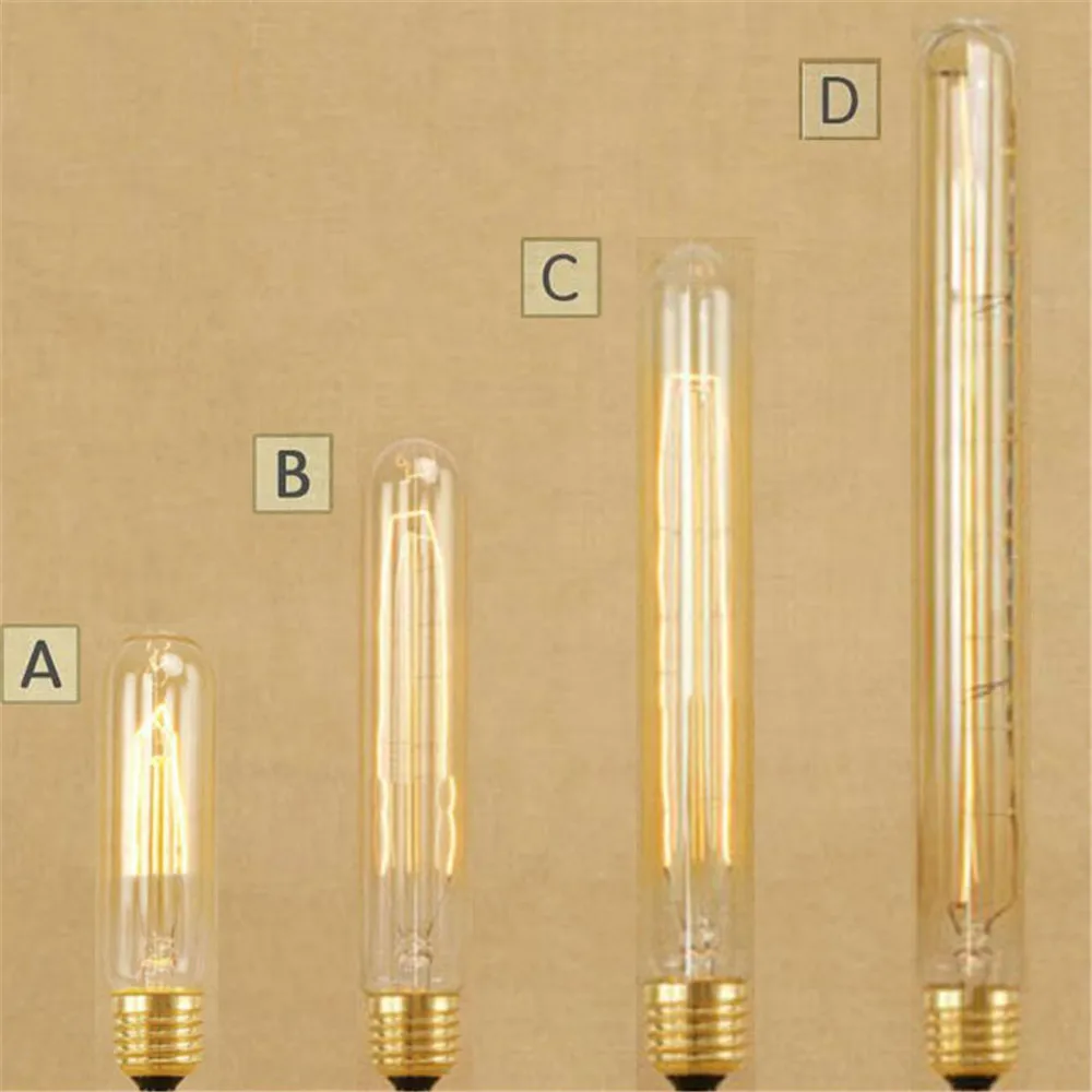 

Vintage Edison light bulb long tube incandescent bulb 40W E27 linear retro bulb T10 T125 T185 T225 T30 T300 filament edison lamp