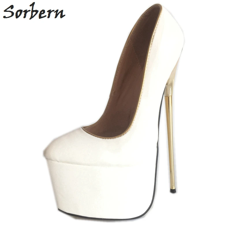 Sorbern 22Cm White High Heels Women Shoes Pumps Thick Platforms Metal Gold Thin Heel Slip-On Ladies Shoes Sexy White Heels Pumps
Sorbern 22Cm White High Heels Women Shoes Pumps Thick Platforms Metal Gold Thin Heel Slip-On Ladies Shoes Sexy White Heels Pumps