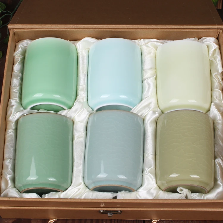 MHV Longquan celadon kungfu чашка для мороженого с трещинкой глазури кухонная офисная тонкая