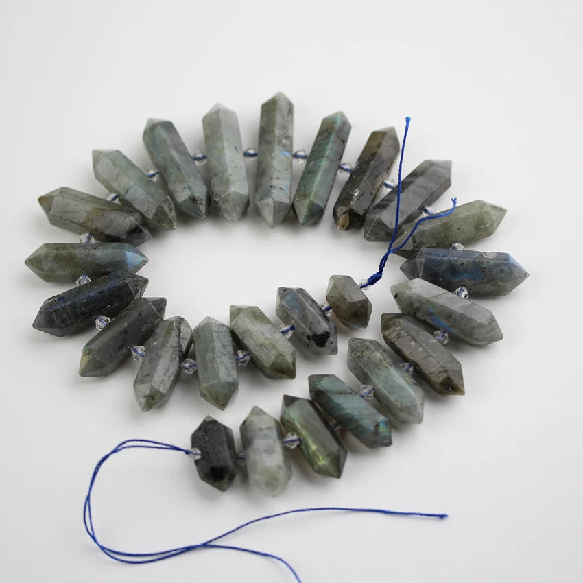 23pcs/Strand Labradorite Pendant Drilled Faceted Double Points Loose Beads Sticks Points
23pcs/Strand Labradorite Pendant Drilled Faceted Double Points Loose Beads Sticks Points