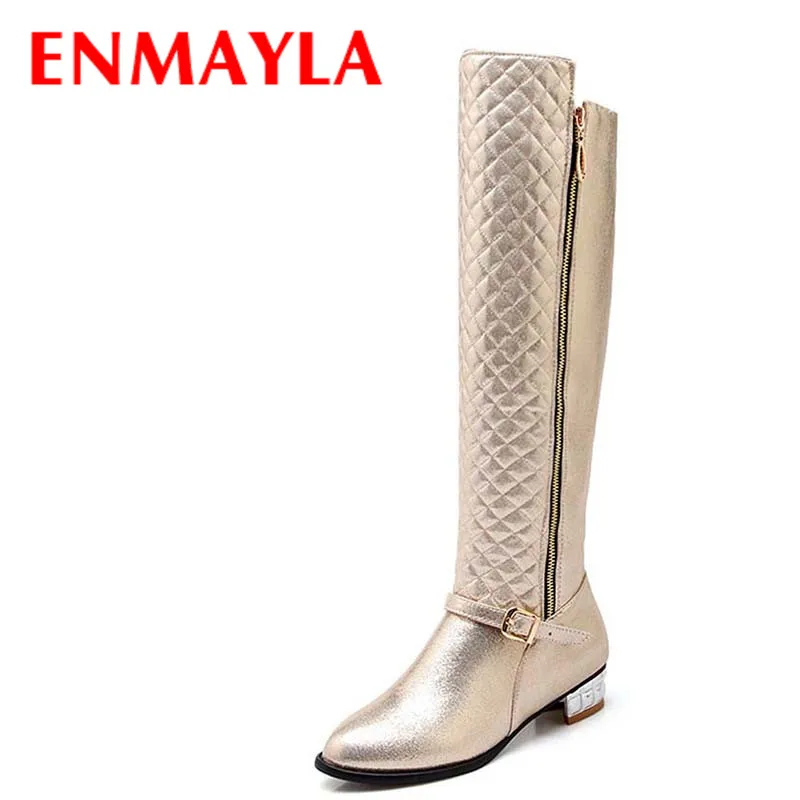 ENMAYLA Confortable Low Heels Round Toe Knee-High Boots Women Buckle Fashion Buckle Gold Silver Black Winter Flats Knight Boots
ENMAYLA Confortable Low Heels Round Toe Knee-High Boots Women Buckle Fashion Buckle Gold Silver Black Winter Flats Knight Boots