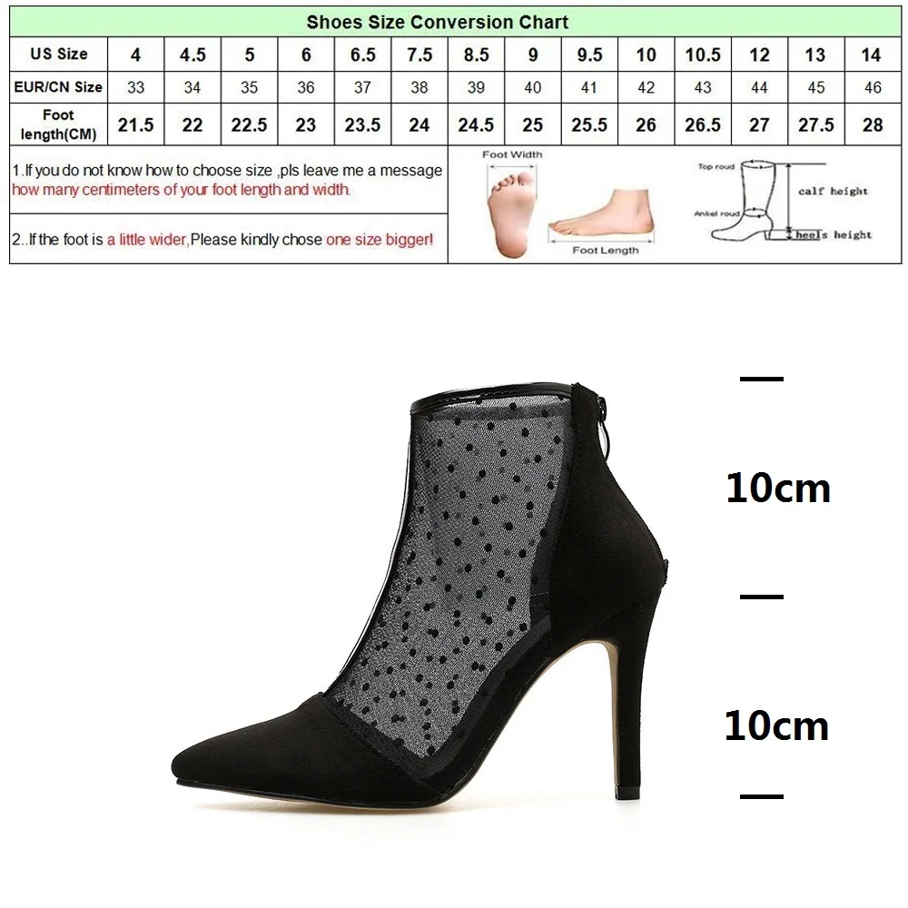 DRFARGO Shoes Women Mesh Boots 10cm Thin High Heel Pointed Toe Sexy Breathable Zipper Boots for Women size 35-40 A9092 Chaussure
DRFARGO Shoes Women Mesh Boots 10cm Thin High Heel Pointed Toe Sexy Breathable Zipper Boots for Women size 35-40 A9092 Chaussure
