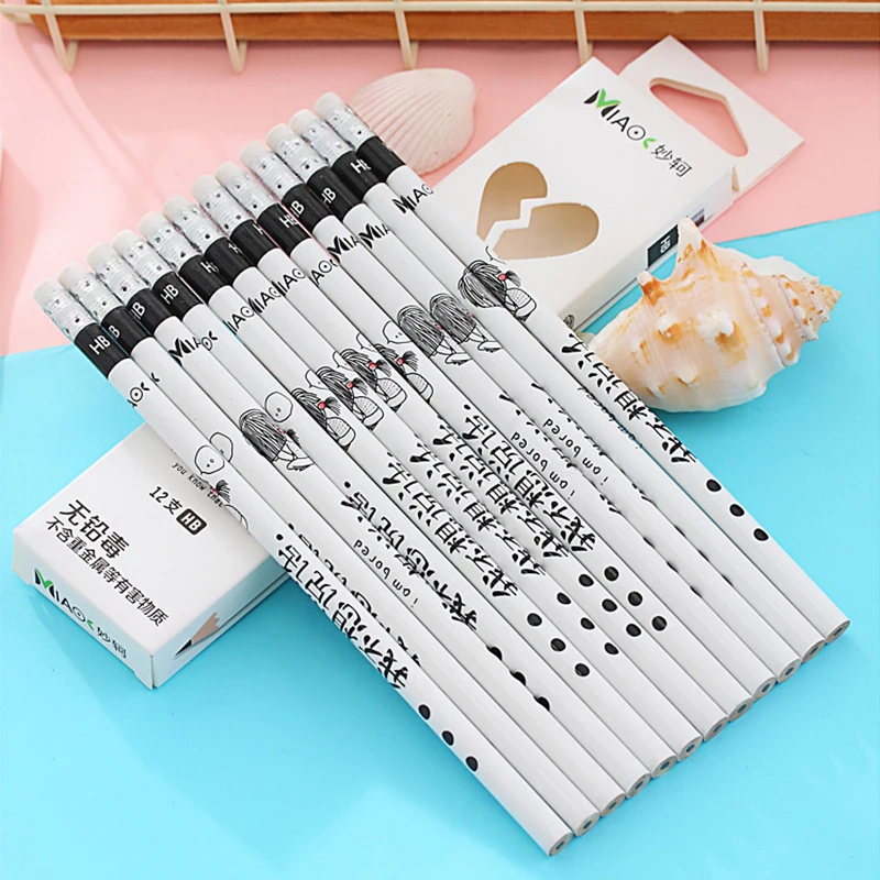 12Pcs/Set HB Wood Sketch Black white pencils Painting art drawing Eraser school supplies Office cute kawaii stationery 1Q801
12Pcs/Set HB Wood Sketch Black white pencils Painting art drawing Eraser school supplies Office cute kawaii stationery 1Q801