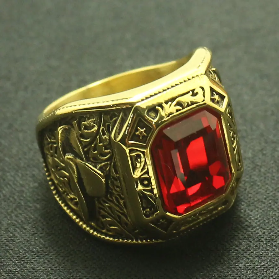 Cool Red Stone Ring Cowboy Rhinoceros Horn Men Boys 316L Stainless Steel Golden Ring Great Gift For Friend
Cool Red Stone Ring Cowboy Rhinoceros Horn Men Boys 316L Stainless Steel Golden Ring Great Gift For Friend