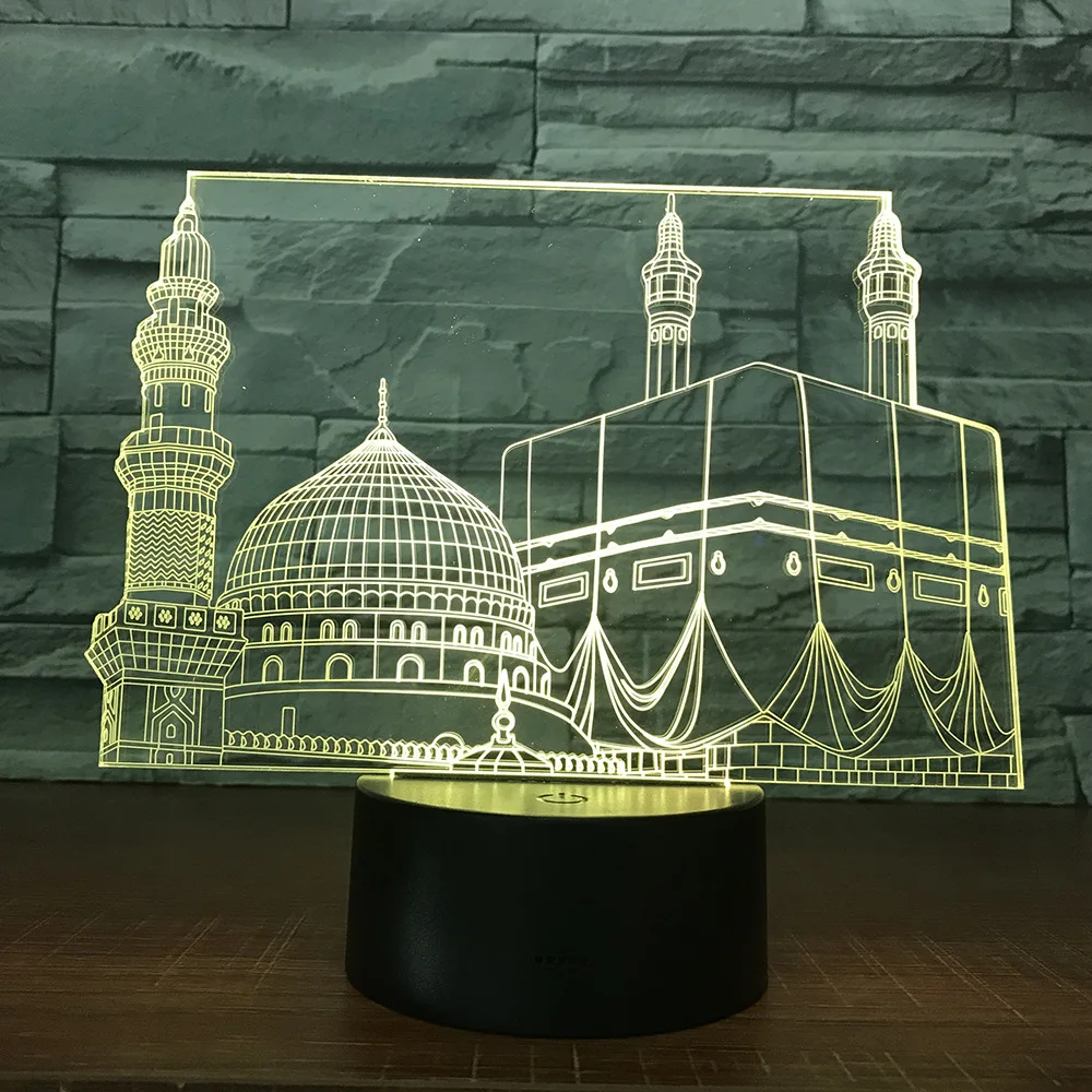 3d лампа в виде храма дворца 7 цветов светодиодные ночники для детей сенсорная