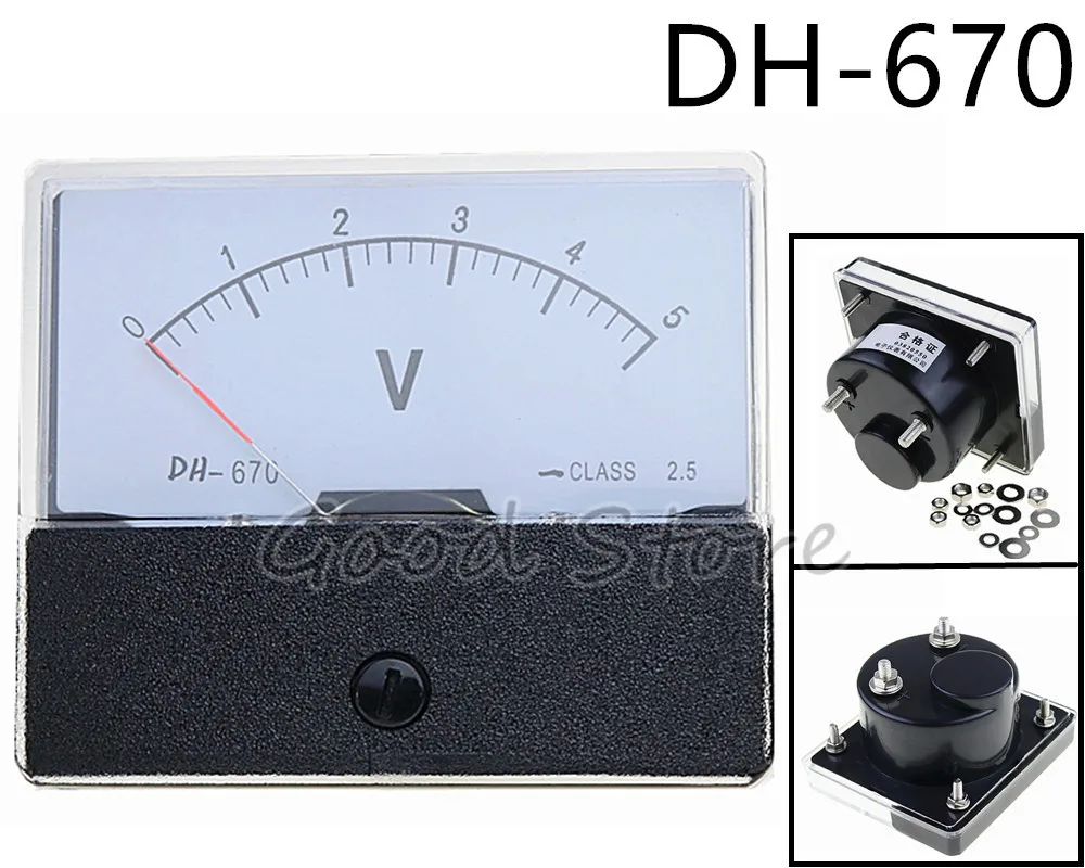 

1PCS DH-670/CQ-670 DC 100V 150V 250V 300V 450V 500V 600V Class 2.5 Dial Analog Panel Volt Voltage Meter Gauge Voltmeter