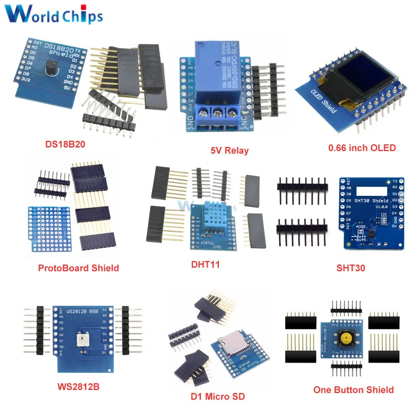 Diy комплект 0 66 ''OLED драйвер двигателя с кнопками Micro SD/TF SHT30 Proto Board ESP8266 D1 Mini Pro Wi Fi