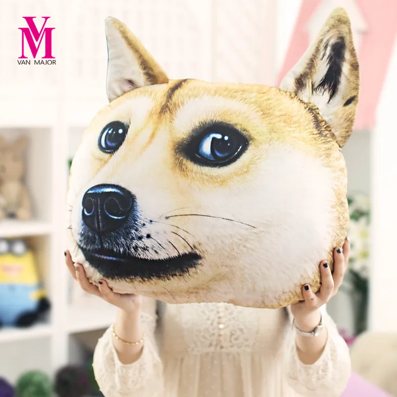 Vanmajor New Hot 3D 38cm*35cm Samoyed Husky Dog Plush Toys Dolls Stuffed Animal Pillow Sofa Car Decorative Creative Birthday Gif | Игрушки и