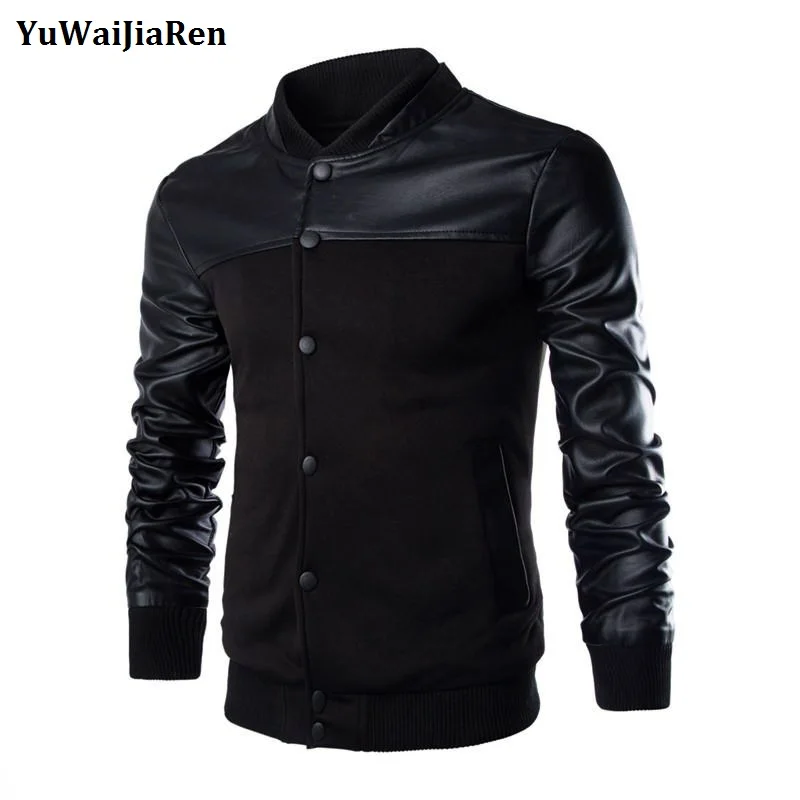 YuWaiJiaRen PU Leather Sleeve Jackets Spring Autumn Slim Casual Jackets Stand Collar Patchwork Men Bomber Jackets And Coats
YuWaiJiaRen PU Leather Sleeve Jackets Spring Autumn Slim Casual Jackets Stand Collar Patchwork Men Bomber Jackets And Coats