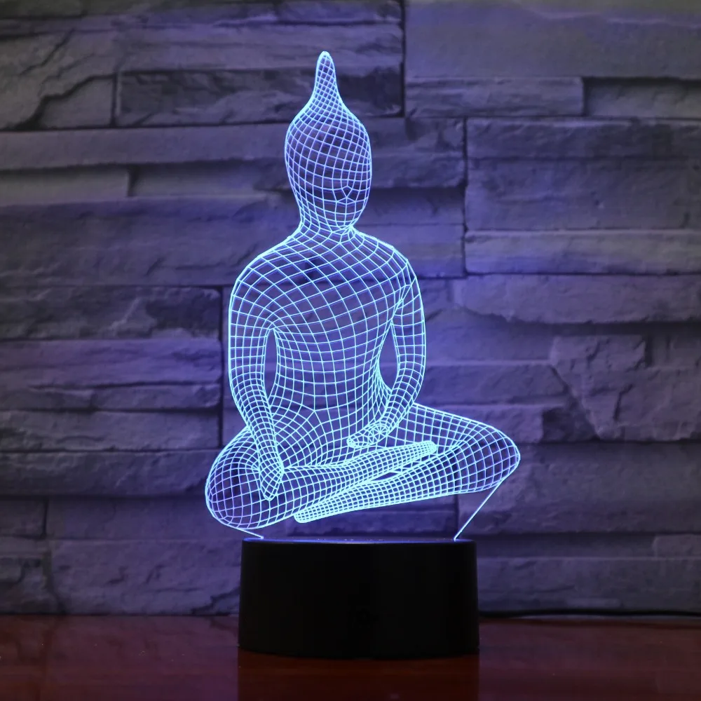 

Yoga Sit Buddha Lights 3D LED Lamp 7 Colorful Acrylic Lamp as Home Decorations Lights Kids Student Gift GX-1160