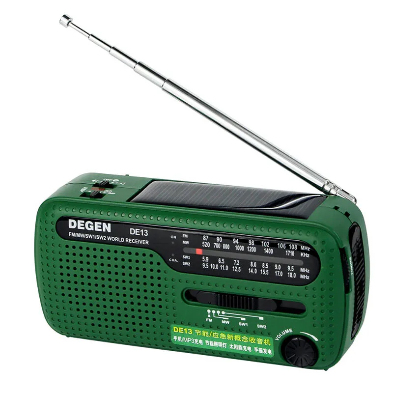 DE13 FM Radio MW SW Crank Dynamo Solar Powered World Receiver Emergency Radios UY8
DE13 FM Radio MW SW Crank Dynamo Solar Powered World Receiver Emergency Radios UY8