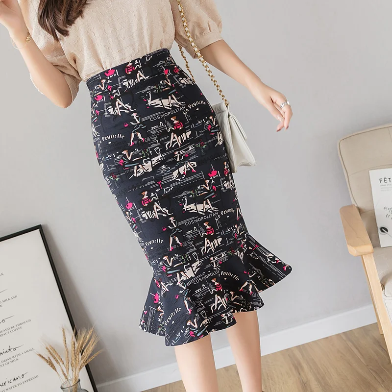Women Casual Vintage Printed Trumpet Skirts Fashion Summer High Waist Ruffles Skirt Ladies Slim Bodycon Elegant Skirts Plus Size
Women Casual Vintage Printed Trumpet Skirts Fashion Summer High Waist Ruffles Skirt Ladies Slim Bodycon Elegant Skirts Plus Size