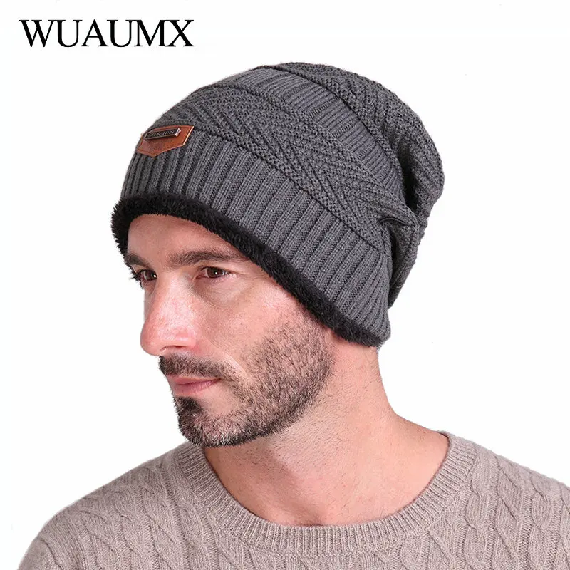Wuaumx Beanies For Man Winter Hats For Men Warm Skullies Hat Lining With Velvet Thicken Knitted Cap bonnet homme czapka zimowa
Wuaumx Beanies For Man Winter Hats For Men Warm Skullies Hat Lining With Velvet Thicken Knitted Cap bonnet homme czapka zimowa