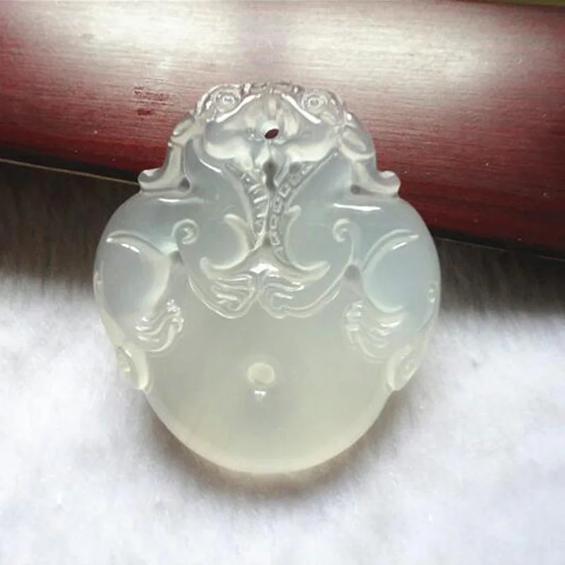 Yu xin yuan натуральный нефритовый Медуллярный кулон резной двойной pixiu счастливые