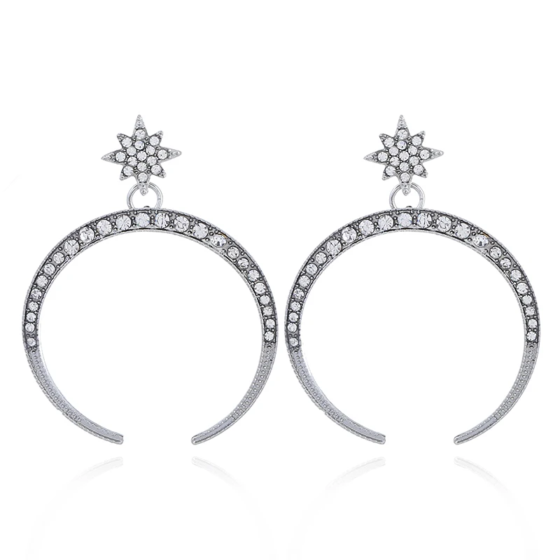 Fashion Simple Rhinestone Pendant Earrings Crescent Stars Charm Drop Dangle Earrings For Women Wedding Brincos Accessories
Fashion Simple Rhinestone Pendant Earrings Crescent Stars Charm Drop Dangle Earrings For Women Wedding Brincos Accessories