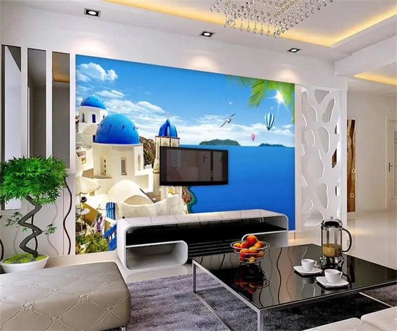 Custom photo 3d wallpaper Non-woven mural picture wall sticker Aegean Sea beauty painting modern flower | Обустройство дома
